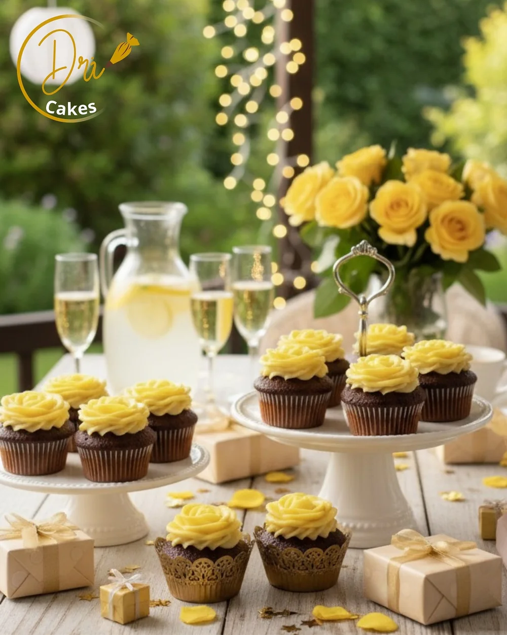 Cupcakes em mesa decorada